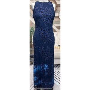 Belle Badgley Mischka Navy Sequin Gown